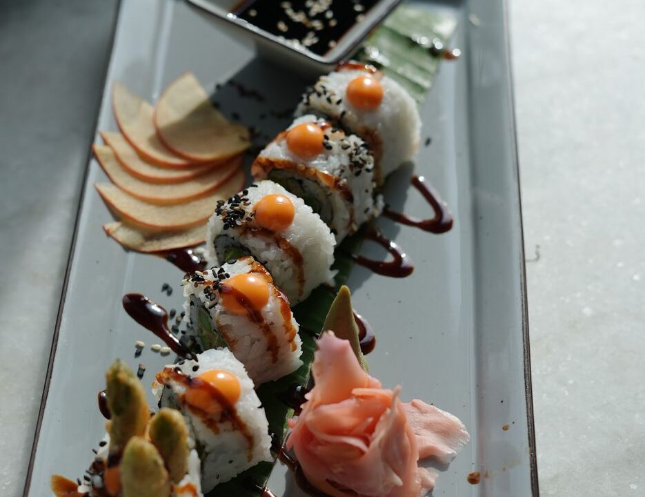 Sushi roll platter at nouba jaipur