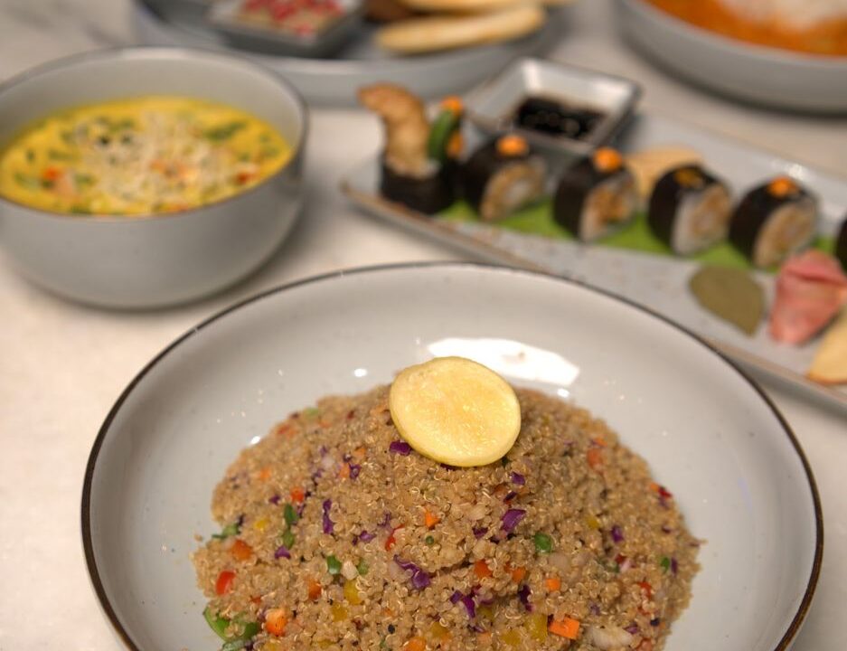 Fried rice with a sushi platter at nouba jaipur