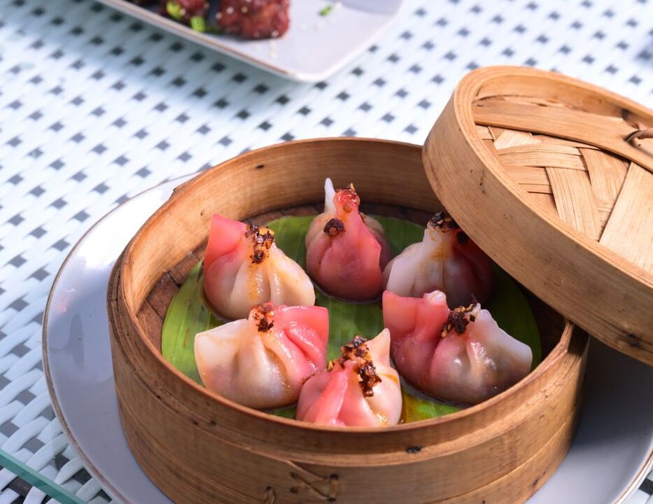 Dimsum steamer with tartare at nouba jaipur