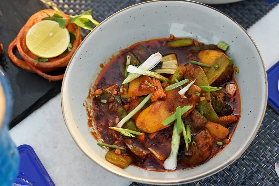 Vegetable curry bowl at nouba jaipur