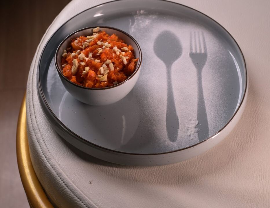 Chilli garlic bowl on a side table at nouba jaipur
