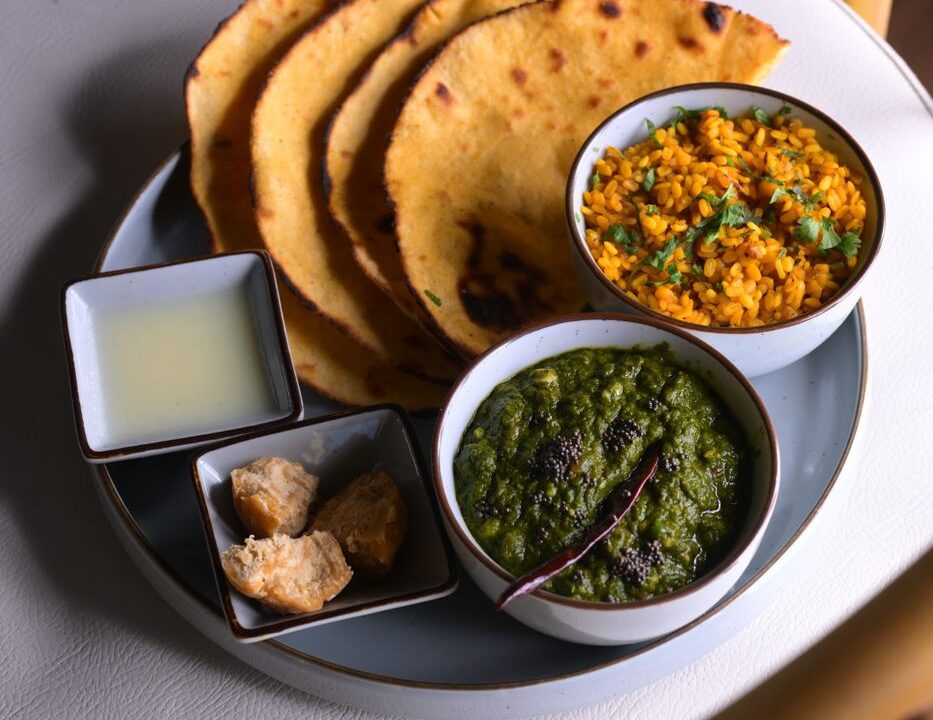 Thali with rotis and curries at nouba jaipur